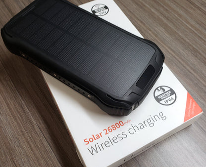 Portable Solar Power Bank 26800mAh (Wireless Charging)